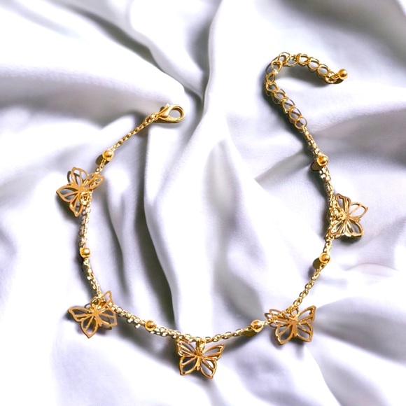 Metallic butterfly charm bracelet/Anklet - Picture 1 of 2